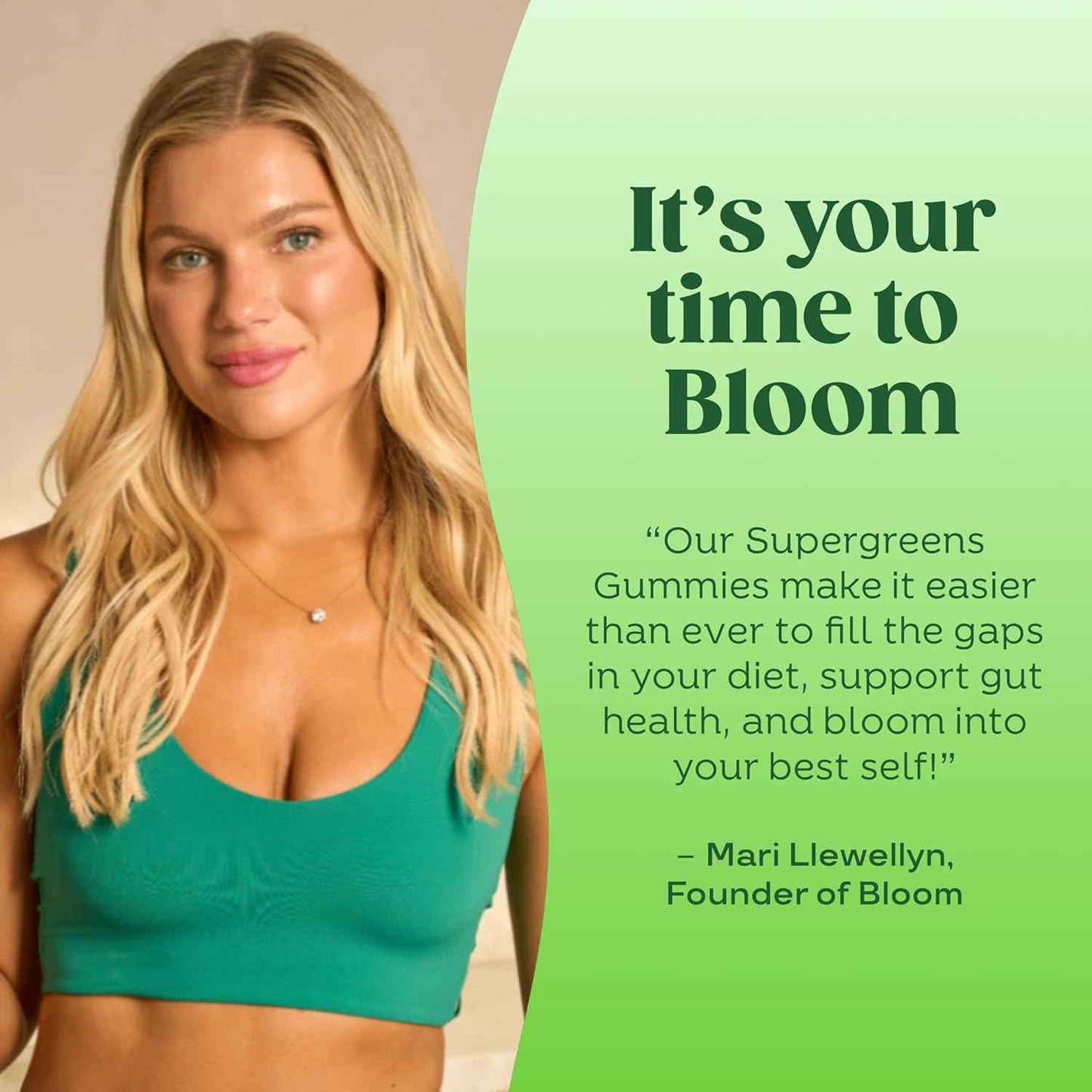 Bloom Super Greens Gummies, Daily Greens Superfood Fiber Gummies with Fruits, Vegetables, Vitamins & Minerals for Digestive & Gut Health, Bloating Support, Strawberry Kiwi, 12 Servings (48 Total)
