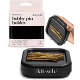 Kitsch Magnetic Bobby Pin Holder - Cute Stuff, Strong Magnetic Pin Holder for Desk & Vanity, Securely Holds Metal Hair Clips, Bobby Pins & Paper Clip | Ideal Gifts for Women - Black, 1 Pc