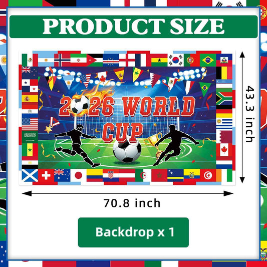 World Cup Backdrop, International Country Flag Banner Background for Soccer Party Decorations, World Cup Photo Booth Banner, Sports Event Wall Decor for Birthday, Tailgate, BBQ, Outdoor Indoor