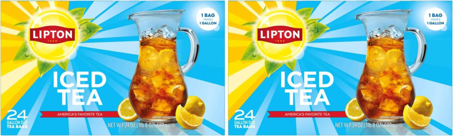 Lipton Unsweetened Iced Tea Bags, Gallon-Sized Zero Calories, 24 Total Tea Bags