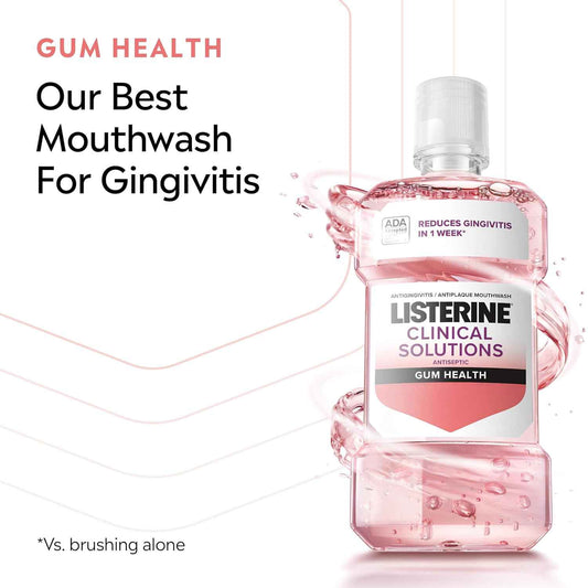 Listerine Clinical Solutions Gum Health Antiseptic Mouthwash, Antigingivitis & Antiplaque Oral Rinse Helps Prevent Plaque Buildup & Immediately Kills Germs for Healthier Gums, ICY Mint