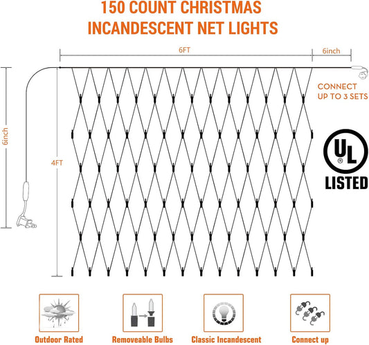 Lomotech_Christmas_Net_Lights_-_6ft_x_4ft_150_Count_Incandescent_Mesh_Lights,_Connectable_UL_Certified_Waterproof_Bushes_for_Christmas,_Trees,_Shrubs,_Garden_Outdoor_Decorations_(Warm_White)