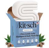 Kitsch 2-in-1 Shampoo Bar and Body Wash - Ultra Sensitive, Vegan & Natural, 5-Ingredient Formula Bar Soap for Hair & Body - For Sensitive Scalp & Skin, Scent-Free - Made in the USA, 3.2 oz