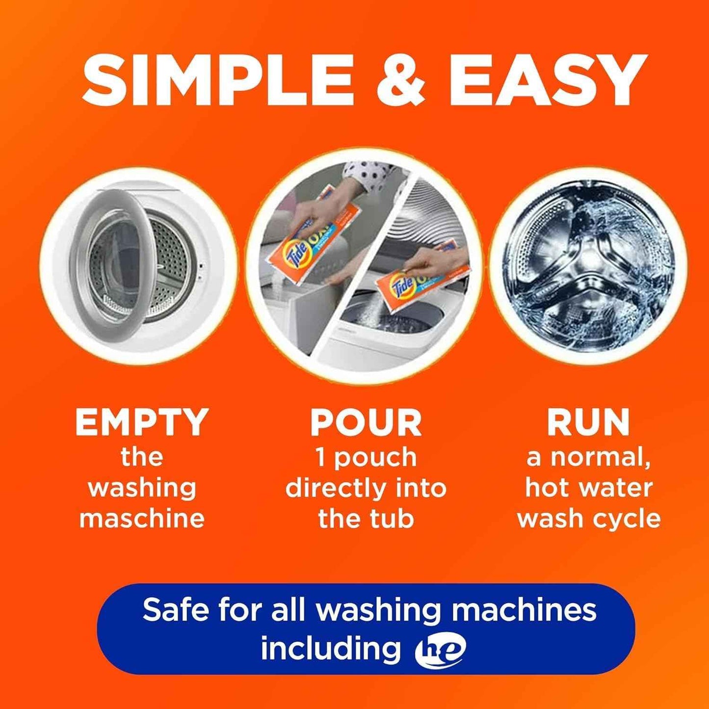 Washing Machine Cleaner by Tide, Washer Machine Cleaner with Oxi for Front and Top Loader Washer Machines, Deep Cleaning Odor Eliminator, 3 Month Supply