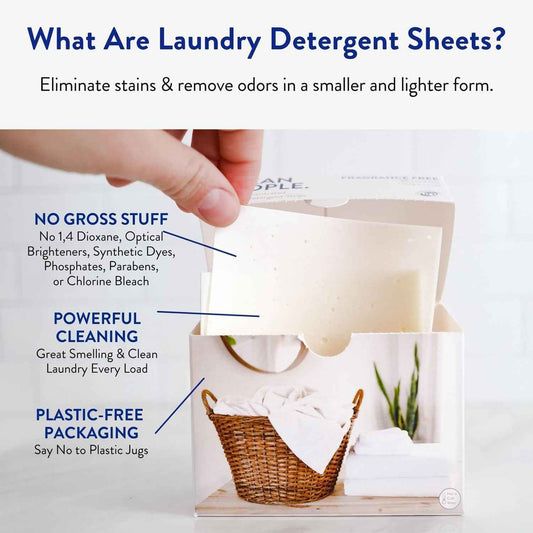 The Clean People Laundry Detergent Sheets - Laundry Soap - Ultra Concentrated, Recyclable Packaging, Stain Fighting