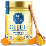 4th & Heart Turmeric Grass-Fed Ghee, Clarified Butter, Keto, Pasture Raised, Non-GMO, Lactose and Casein Free, Certified Paleo (9 Ounces)