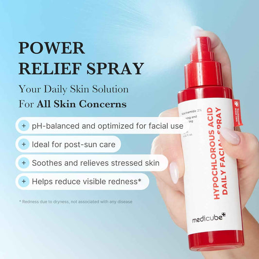 medicube Power Soothing Spray, Hypochlorous Acid Spray For All Skin Types, Delicate Skin Daily Solution & Post-Sun Care, HOCI Facial Mist for Soothing & Calming , Korean Skincare