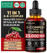 Venture Pal Vitamin B Complex Liquid Drops, B12 Methylcobalamin | B9 Folic | B1,B2,B3,B5,B6,B16 - Vitamin C, Choline, Inositol, Immune & Energy Metabolism, Brain & Heart Support