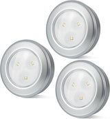 BIGMONAT LED Puck Light, Stick on Lights, Closet Lights Battery Operated, Tap Lights, 60 Lumens Touch Light, Under Cabinet Lighting, Ideal for Kitchen Cabinets, Closets, Garage and More, 3-Pack, White
