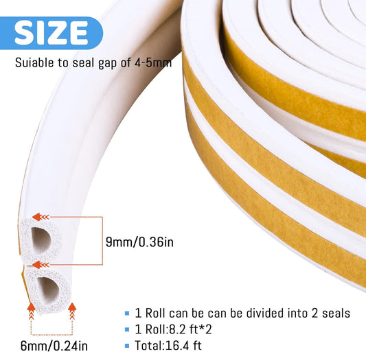 CloudBuyer_Door_&_Window_Weather_Stripping,_Soundproof_Insulation_Seal_Strip_with_Self-Adhesive_Rubber_Collision_Protection,_16.5_Ft_(White)