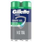 Gillette Series 3X Action Shave Gel, Sensitive Twin Pack, 7 Oz