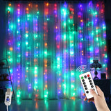 YEOLEH String Lights Curtain,USB Powered Fairy Lights for Bedroom Wall Party,8 Modes & IP64 Waterproof Ideal for Outdoor Wedding Decor