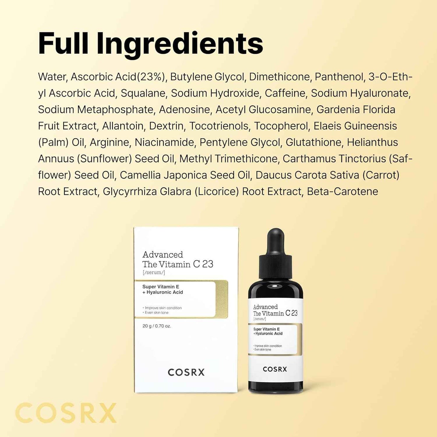 COSRX Advanced Pure Vitamin C 23% Serum with Vitamin E & Glutathione, Korean Vitamin C Serum for Fine Lines, Uneven Skin Tone & Dull Skin, 0.7oz, Korean Skin Care, Mothers Day Gifts for Mom & Wife
