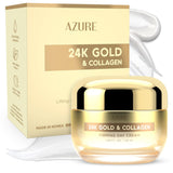 AZURE 24K Gold & Collagen Firming Day Cream - Moisturizing, Illuminating & Lifting for Facial Skincare, Reduces Wrinkles & Fine Lines