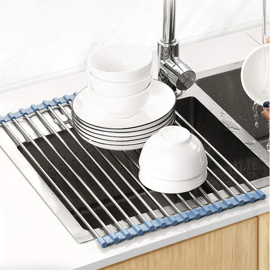 MECHEER_Over_The_Sink_Dish_Drying_Rack,_Roll_Up_Dish_Drying_Rack_Kitchen_Dish_Rack_Stainless_Steel_Sink_Drying_Rack,_Foldable_Dish_Drainer,_Gray