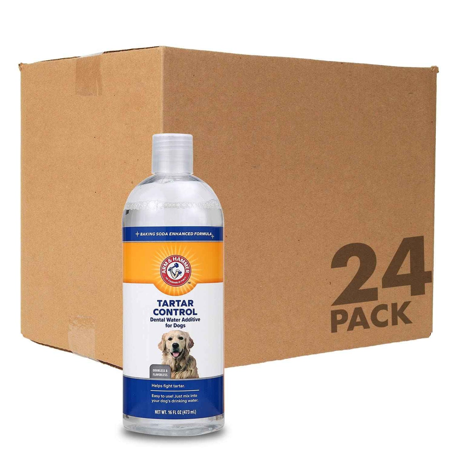 Arm & Hammer Clinical Care Dental Rinse for Adult Dogs, Odorless Flavorless Water Additive for Daily Plaque, Tartar, and Bad Breath Control, Baking Soda Enhanced Formula, 16 Fl Oz