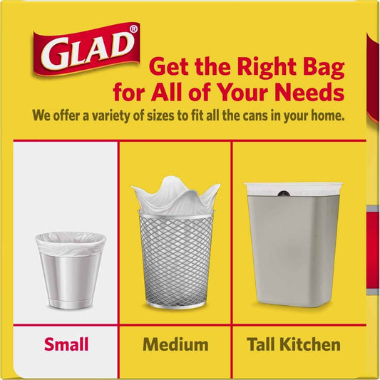 Glad Trash Bags, Small Garbage Bags - 4 Gallon White Trash Bag - 30 Count