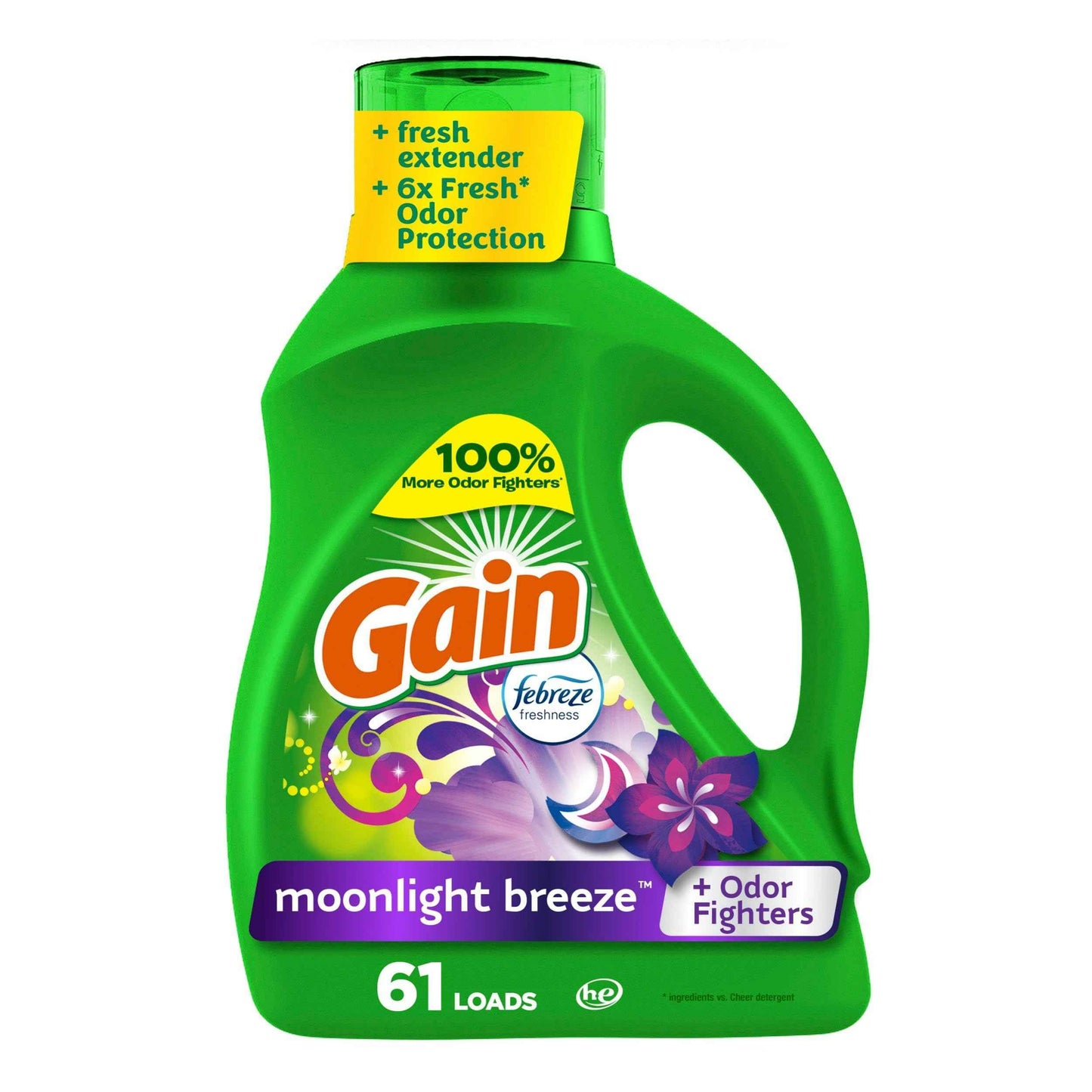 Gain Liquid Laundry Detergent with Odor Defense, Moonlight Breeze Scent, Laundry Soap For HE Washing Machines