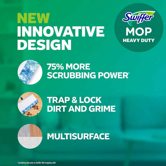 Swiffer Heavy Duty Mop Wet Multi-Surface Cloth Refills for Floor Mopping and Cleaning, Pet with Febreze Odor Defense, 20 count