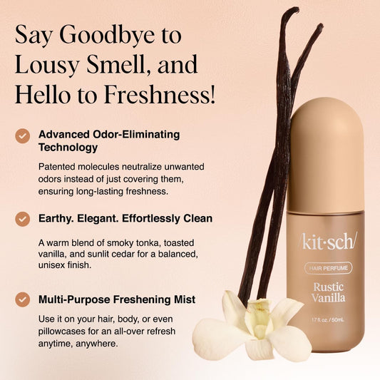 Kitsch_Hair_Perfume_for_Women_-_Rustic_Vanilla_|_Clean,_Deodorizing_&_Patented_Odor-Eliminating_Technology_Hair_Spray_&_Body_Mist_-_Freshen_Hair,_Pillows_-_Warm_Tonka,_Vanilla_&_Cedar_Blend_-_50_mL