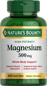 Nature's Bounty Magnesium, Bone and Muscle Health, Whole Body Support, Tablets, 500 Mg, 200 Ct