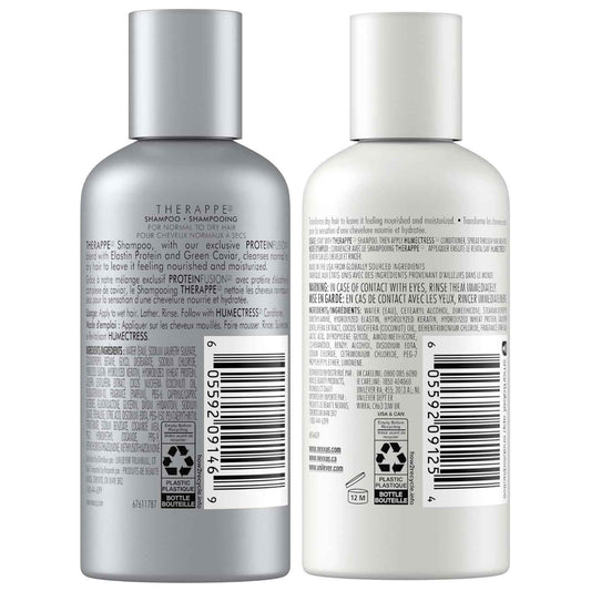 Nexxus Therappe Shampoo and Humectress Conditioner, Travel-Size – Ultimate Moisture for Dry Hair with Elastin Protein and Green Caviar