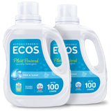 ECOS Laundry Detergent Liquid, 200 Loads - Dermatologist Tested Laundry Soap - Hypoallergenic, EPA Safer Choice Certified, Plant-Powered