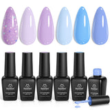 Beetles Pearl Gel Nail Polish, Shimmer Pearl Mermaid Nail Drawing Spring Gel Polish Soak Off Uv Gel Polish Swirl Shell Thread Effect DIY Manicure Nail Art Gift for Women