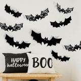 Halloween Bat Wall Decor, PVC 3D Bat Stickers, Black, 16Pcs, Reusable, Waterproof, Easy to Apply, Wall, Window, Indoor, Glossy Finish, Kid, Adult, Autumn
