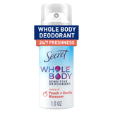 Secret Whole Body Deodorant Stick for Women, Travel Size, Peach & Vanilla Blossom Scent, Aluminum Free Deodorant, 72 HR Odor Protection