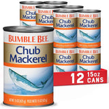 Bumble Bee Chub Mackerel, 15 oz Can - Canned Mackerel Fish, High Protein Keto Food, Gluten Free