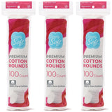 Medline Simply Soft Cotton Rounds (300 Count), 100% Cotton Absorbent and Textured Cotton Pads, Lint-Free