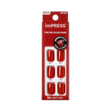 KISS imPRESS No Glue Mani Press On Nails, Color, Red, Short Size, Squoval Shape, Includes 30 Nails, Prep Pad, Instructions Sheet, 1 Manicure Stick, 1 Mini File