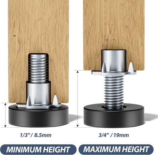 MROCO_Furniture_Leveling_Feet_with_T-Nuts,_12_PCS_1/4"-20_UNC_Thread_Adjustable_Levelers,_Leg_Levelers_Table_Feet_Screw_on_for_Deak,_Chairs,_Stool_Legs,_Cabinet