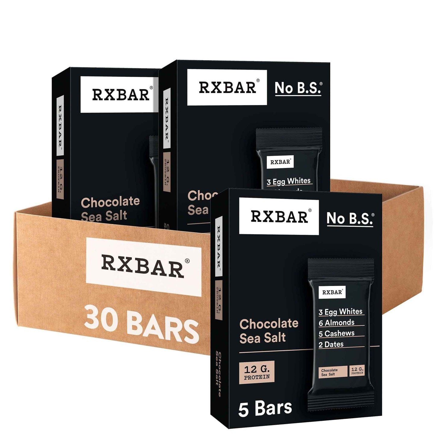 RXBAR Protein Bars, 12g Protein, Gluten Free Snacks, Chocolate Sea Salt