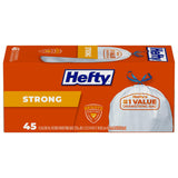 Hefty Strong White 13 Gallon Trash Bags with Drawstrings, Unscented Tall Kitchen Trash Bags, Resists Leaks, Punctures, and Tears, Durable Closure