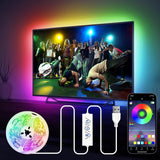 HOUHUI TV LED Lights 13Ft/32.8ft, RGB LED Strip Lights for 32-65in TV Backlight, App Control Strips Light Sync to Music, USB Bias LED Strip Lighting for Bedroom Home Room PC Monitor Gaming Lights Cabinet