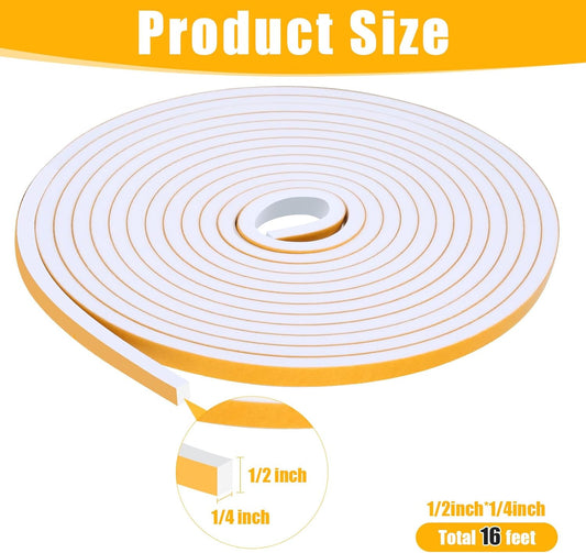 16Feet_Weather_Stripping_Seal_(1/2_Inch_X_1/4_Inch)_for_Door_Window,_High_Density_Foam_Tape,_Soundproofing,_Insulation_Strip,_Door_Sealers_for_Door_Frame-_White