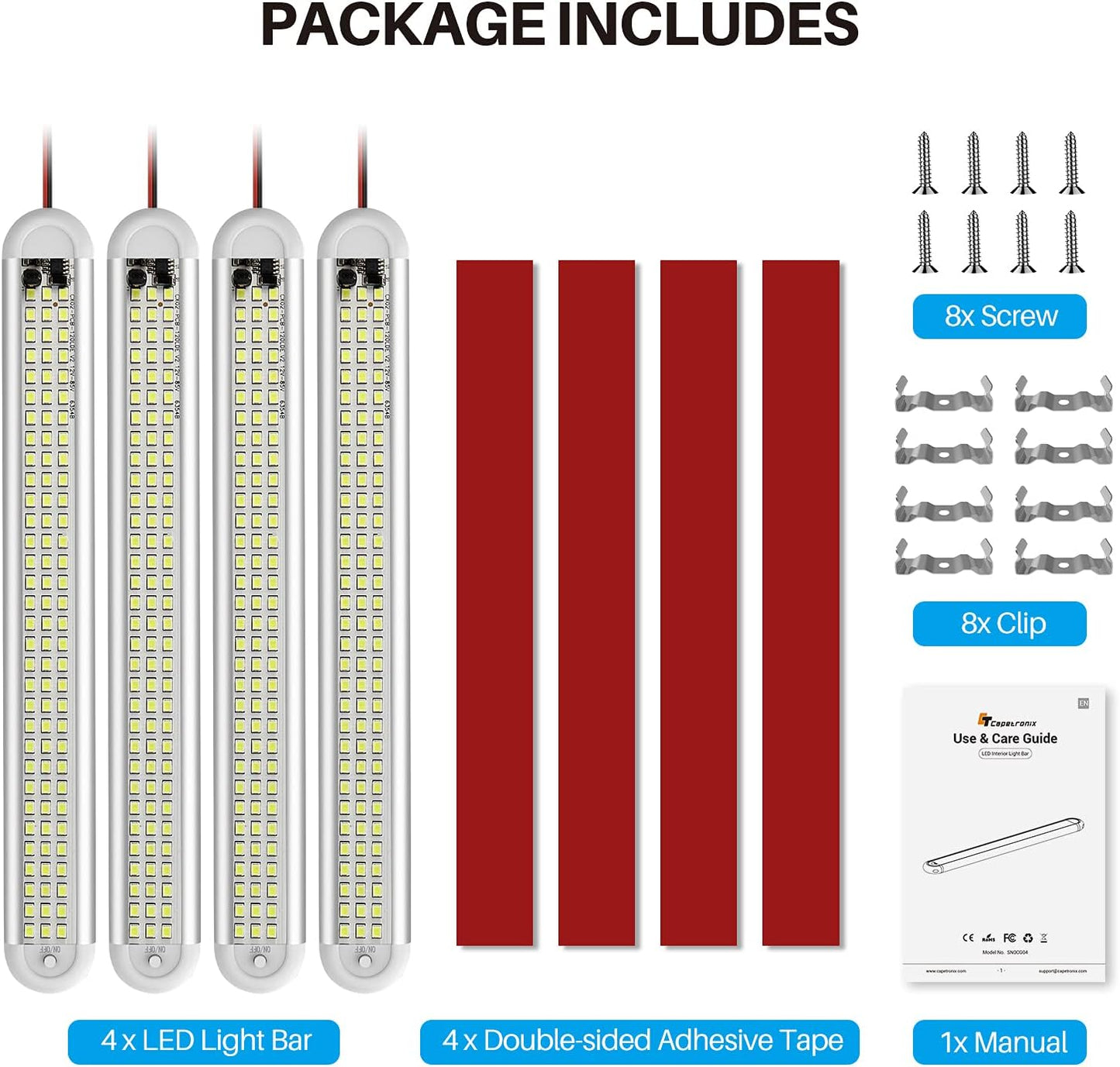 12v_LED_Interior_Light_Bar,CT_CAPETRONIX_120LEDs_1500LM_8W_DC_12_Volt_led_Strip_Lights_with_ON/Off_Switch,for_Enclosed_Cargo_Trailer,_Car_RV_Van_Truck_Lorry_Camper_Boat_Caravan_Motorhome_(4Pack)
