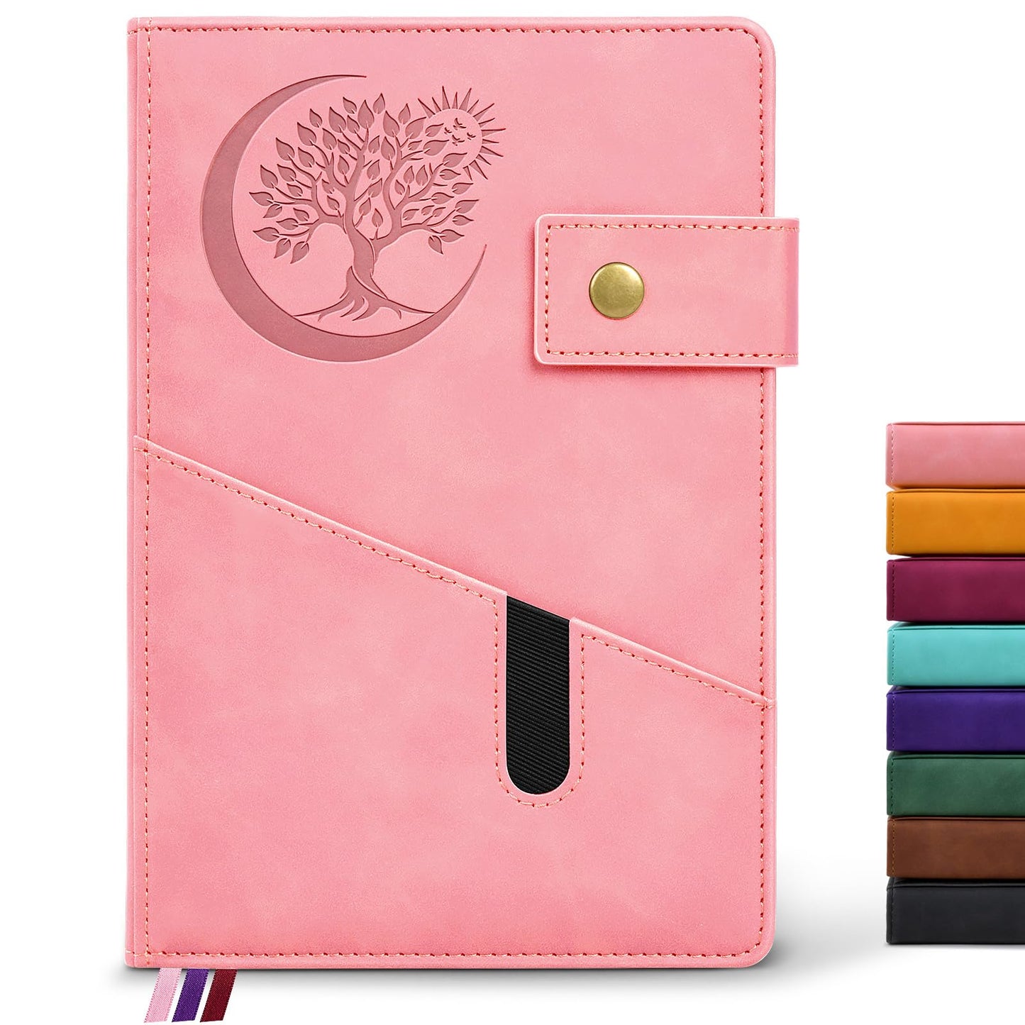 PAIBAS Blank Journal Notebook, A5 Hardcover Leather Sketchbook with 200 Pages Thick Blank Paper for Men Women, Unlined Drawing & Writing Journal, 5.9" x 8.4" Plain Notebook (pink)