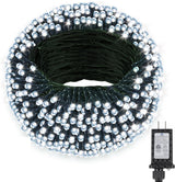 Christmas Lights Outdoor 100LED 33FT, Green Wire Connectable Christmas String Lights | 8 Modes Twinkle Fairy Lights Plug in with Timer, for Indoor Outside Xmas Trees Garden Party, Warm White