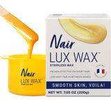 Nair Lux Wax, Microwaveable Hot Waxing Kit for Women, Stripless Hair Removal for Legs, Underarms, Bikini at Home, Proven Effective on Short Hair