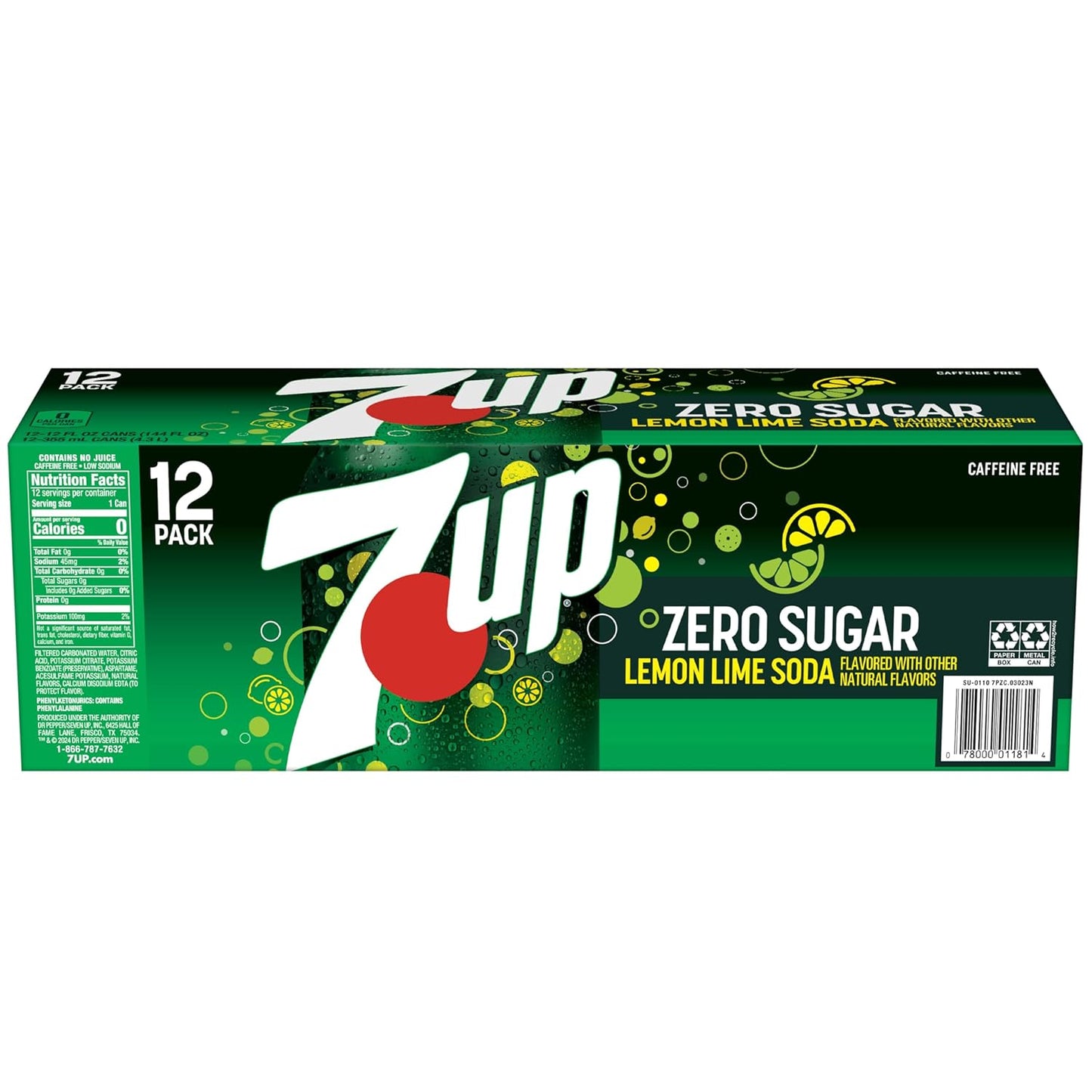 7UP Zero Sugar Soda, 12-Pack Cans – Office Break Room Refreshment for Afternoon Focus