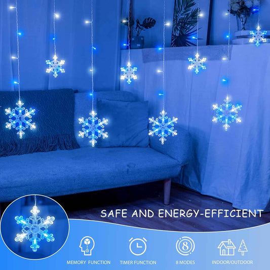 Minimax Snowflake Curtain Lights – Christmas Gift for Mom and Her, Cozy Bedroom Decor with Snowflake Ornaments