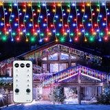 32.8FT Icicle Lights, Christmas Outdoor with 400LED 75 Drops, IP65 Waterproof Eaves Lights, 8 Modes, for Christmas Eaves Garden Room Decoration Cool White