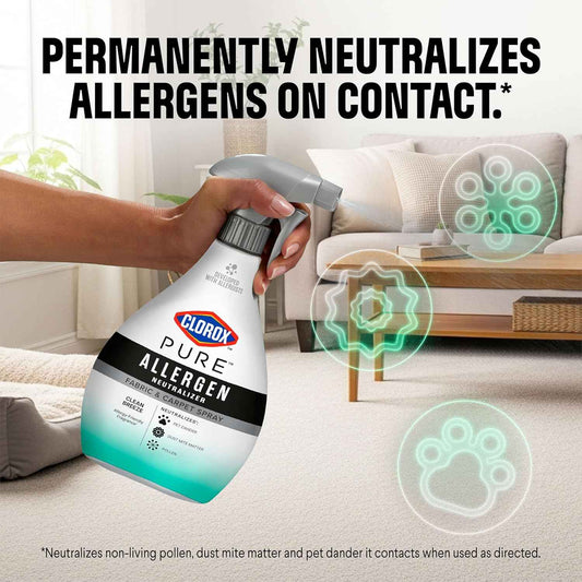 Clorox PURE Allergen Neutralizer Fabric and Carpet Spray, Clean Breeze, 26 Fluid Ounces