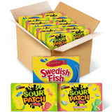 SOUR PATCH KIDS Original Candy, SOUR PATCH KIDS Watermelon Candy & SWEDISH FISH Candy Variety Pack, Easter Candy, 15 Movie Theater Candy Boxes