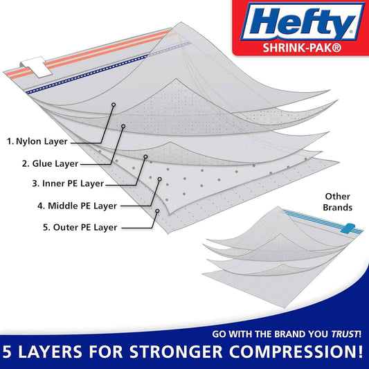 Hefty Shrink-Pak - Space Saver Vacuum Sealer Bags Ideal Under Bed Storage Solutions