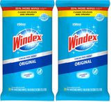 Windex Wipes Glass Cleaning, Pre-Moistened Glass and Surface Wipes to Clean Home Surfaces, Household Essentials, Original Scent