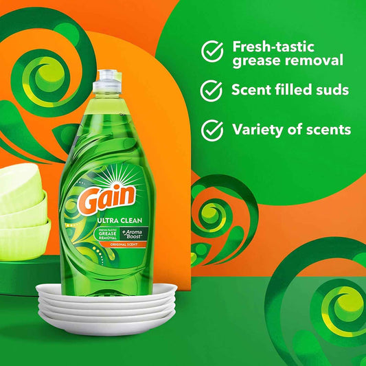 Gain Ultra Liquid Dish Soap, Original Scent, 38 oz.